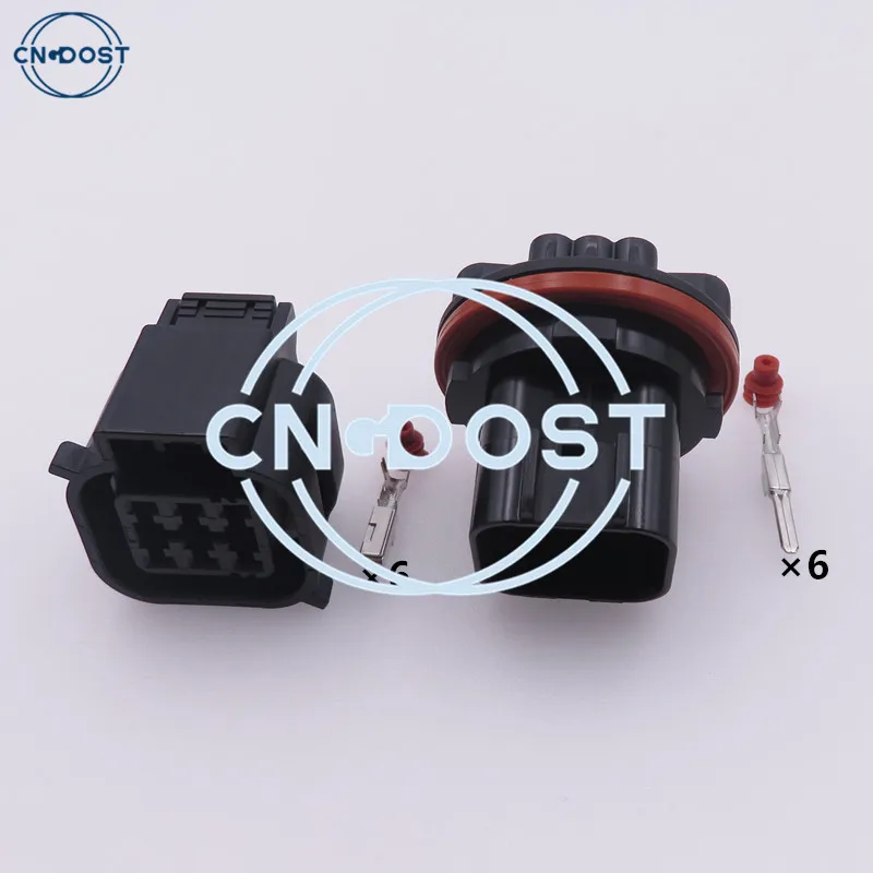 1 Set 6 Pin Auto Headlight Cable Harness Waterproof Connector AC Assembly For Hyundai Kia MG643866-5 MG653863-5