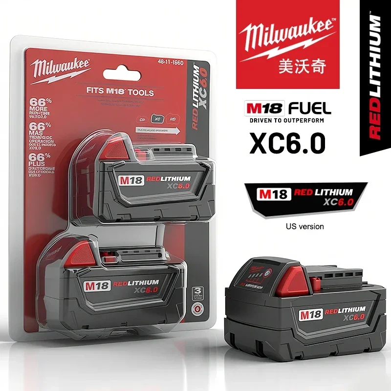 18V M18 XC6.0 8.0Ah Lithium Battery Compatible with Milwaukee For Home DIY Renovation Household Repair Cordless Hand Power Tools