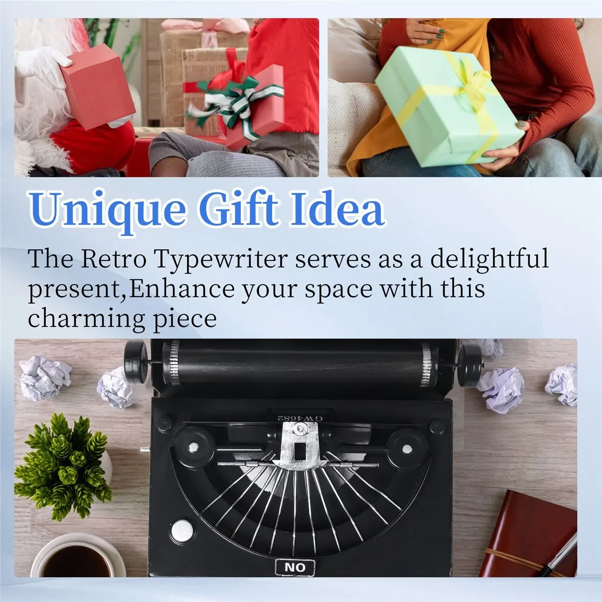 【AT14】Retro Typewriter Old-Fashioned Typewriter Home Decoration Model Props Ornaments Best Gift for Kids Children