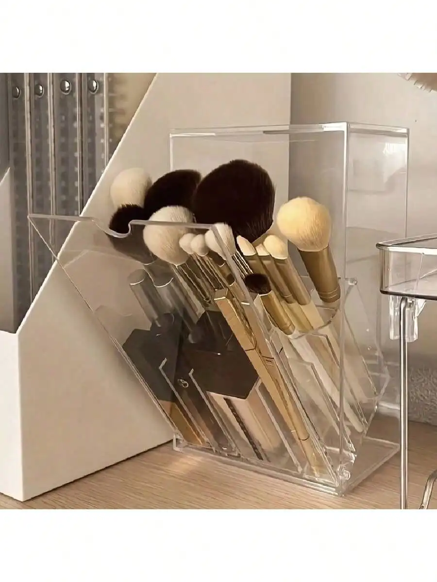 

1 шт., акриловый держатель для кистей для макияжа с регулируемым углом, прозрачный и прочный, подходит для ювелирных изделий, косметики, подарков