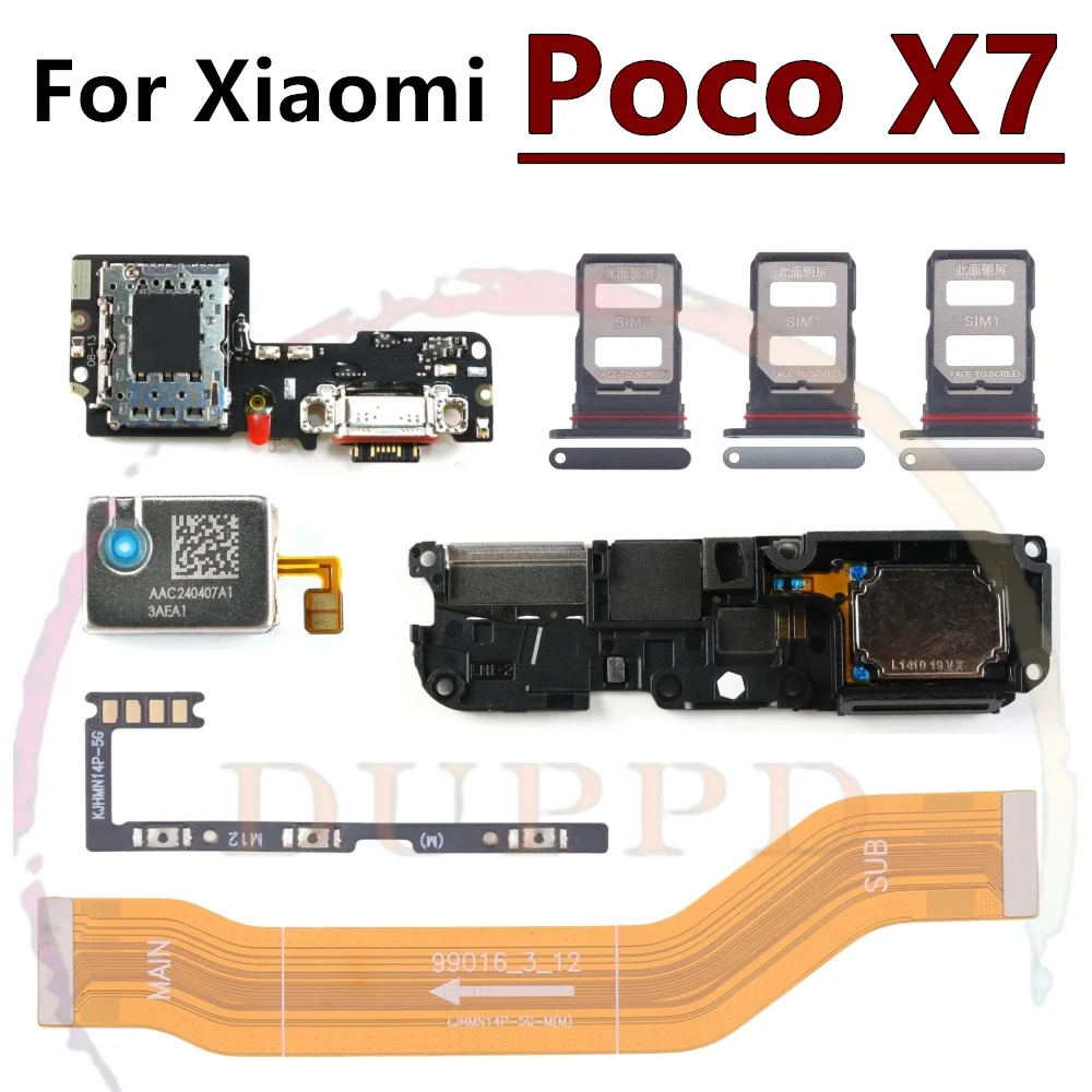 

Earpiece Speaker LoudSpeaker Charging Port Board SIM Card Tray For Xiaomi Poco X7 Power Volume Motherboard Main Flex Cable