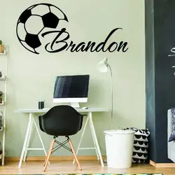 Personalised Boy Name Football Wall Sticker Vinyl Home Decor for Kids Room Bedroom Nursery Decals Removable Mural Wallpaper S185