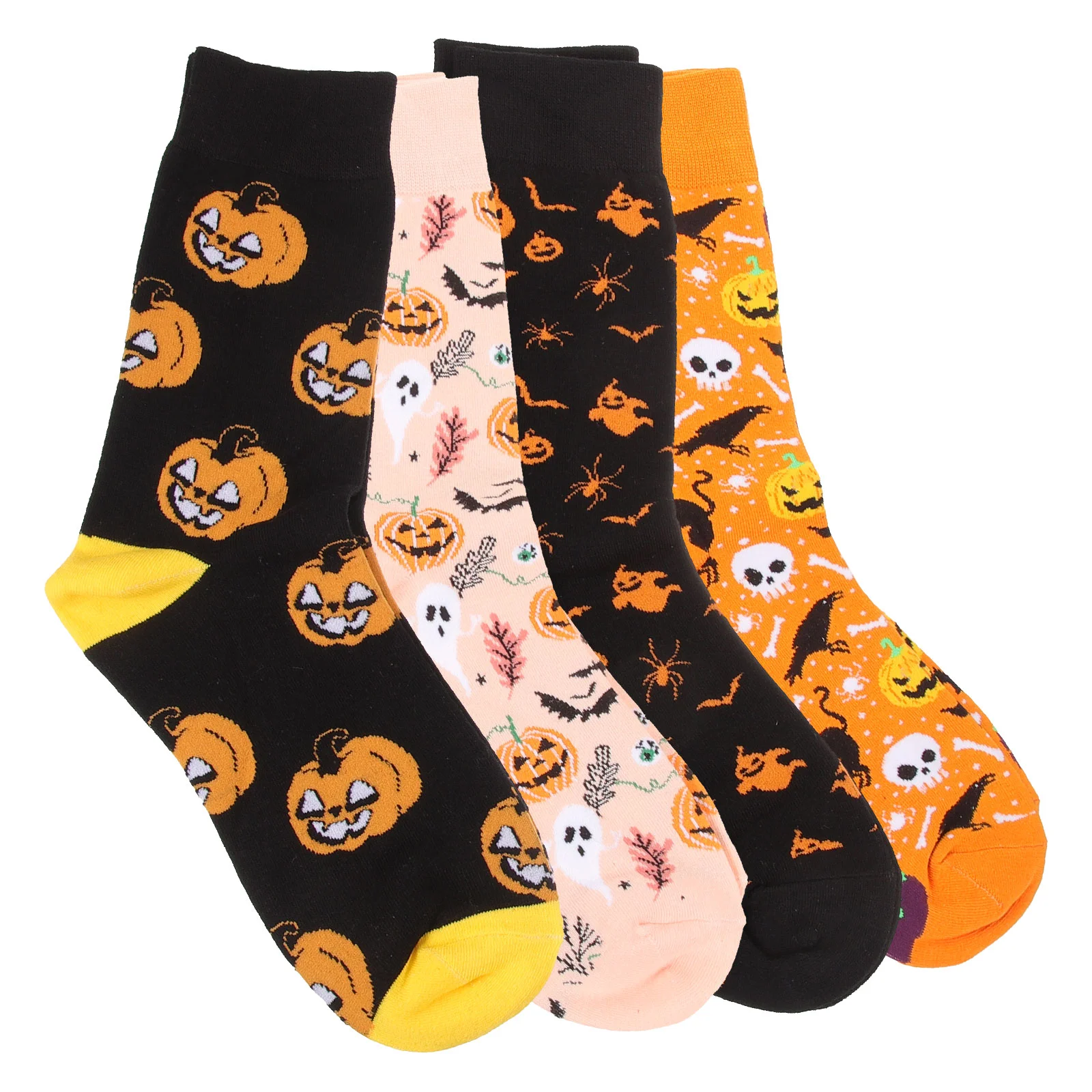 

4 Pairs Personalized Cotton Socks Halloween Cartoon Mid-calf Sports Knee Thigh Stockings for Women Costume Costumes Boys