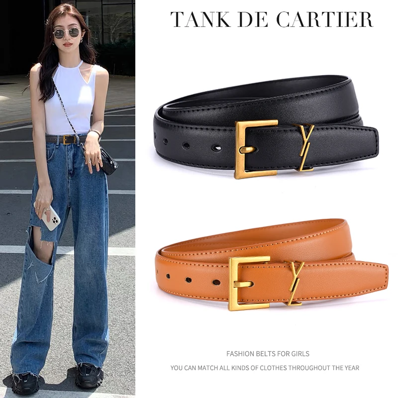 2025 New Personalized Women's Belt Alloy Letter Button Fashion Decoration Versatile Jeans Temperament Women's Belt