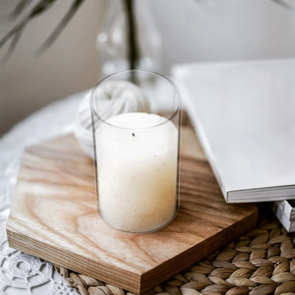 3Pcs Transparent Glass Holder Covers Simple Design for Table Centerpiece Household Shades