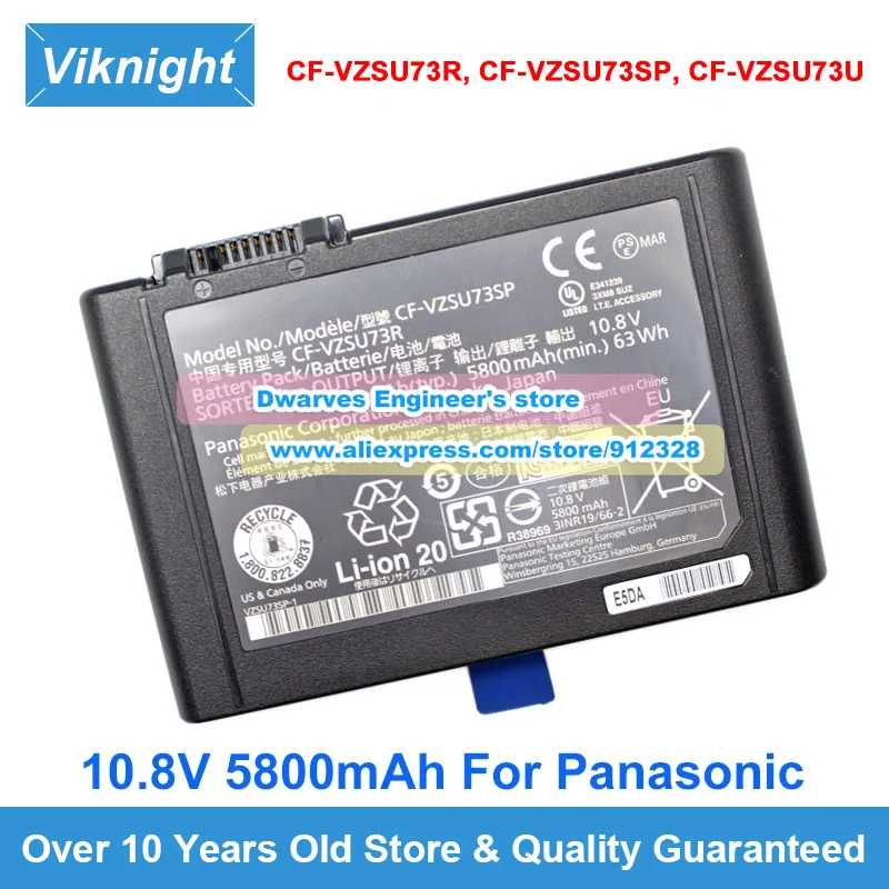 

5800mAh 10.8V CF-VZSU73SP CF-VZSU73R Battery For Panasonic Toughbook CF-D1 Mk1 Mk2 CF-D1GVDBYCA Vas6160a Notebook Batteries 63Wh