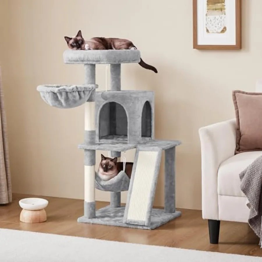 40in Cat Tree for Indoor Large Cats with Large Top Perch Roomy top perch lets big cats lounge and survey the room, plus a sturd
