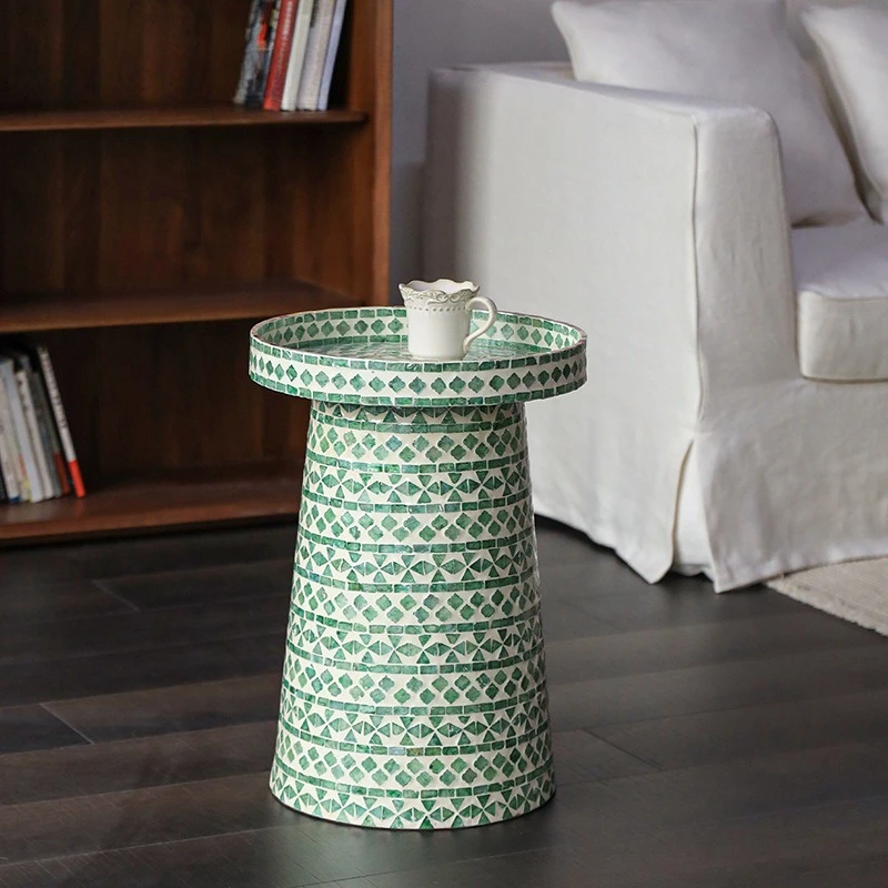 Handmade shell side table, sofa side cabinet, living room model room, corner table, niche high-end sense