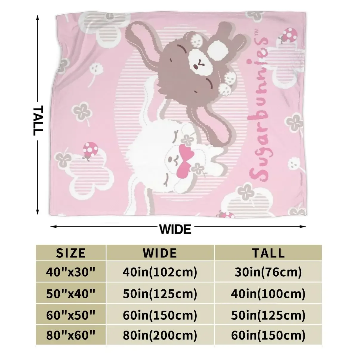 Sugarbunnies Blankets Soft Warm Flannel Throw Blanket Bedding for Bed Living room Picnic Travel Home Couch