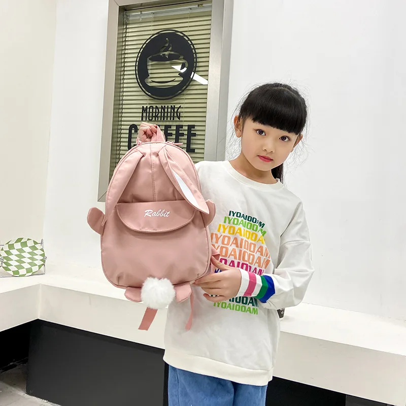 Mochila de coelho personalizada com nome bordado para crianças, Saco de escola bonito dos desenhos animados, Saco de Páscoa personalizado para bebê