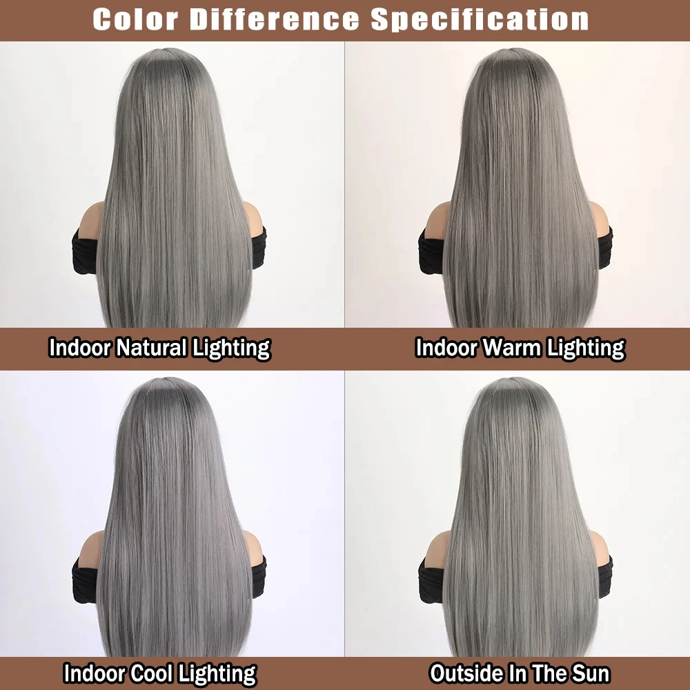 Meistverkaufte 26-Zoll-Synthetikperücke für langes glattes Haar für Halloween-Cosplay, Alltagsperücke, hitzebeständiges Haaraccessoire. – Detail 16