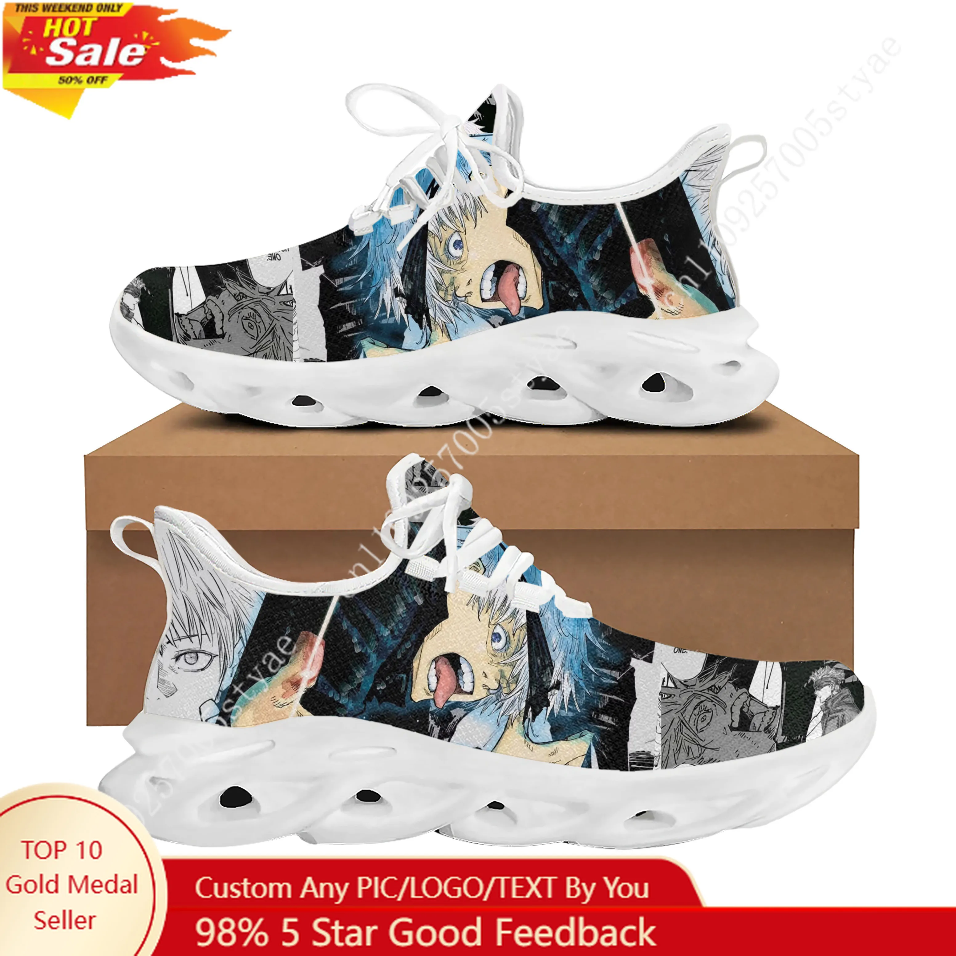 

Кроссовки Gojo Satoru Heavy THE HONORED ONE из сетчатой ткани, плоские, мужские и женские, спортивные, для бега, высококачественная индивидуальная обувь