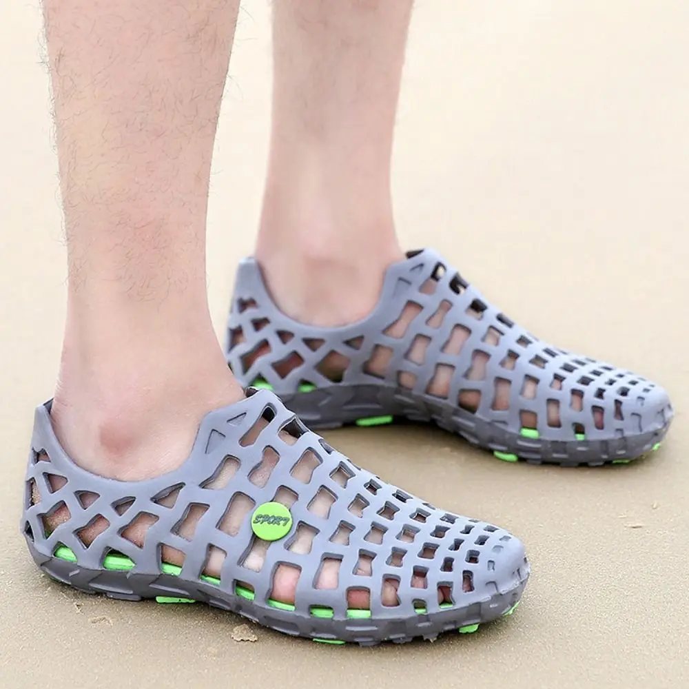 Wydrążone męskie buty rekreacyjne lekkie Unisex damskie sandały oddychające płaskie kapcie plażowe Outdoor