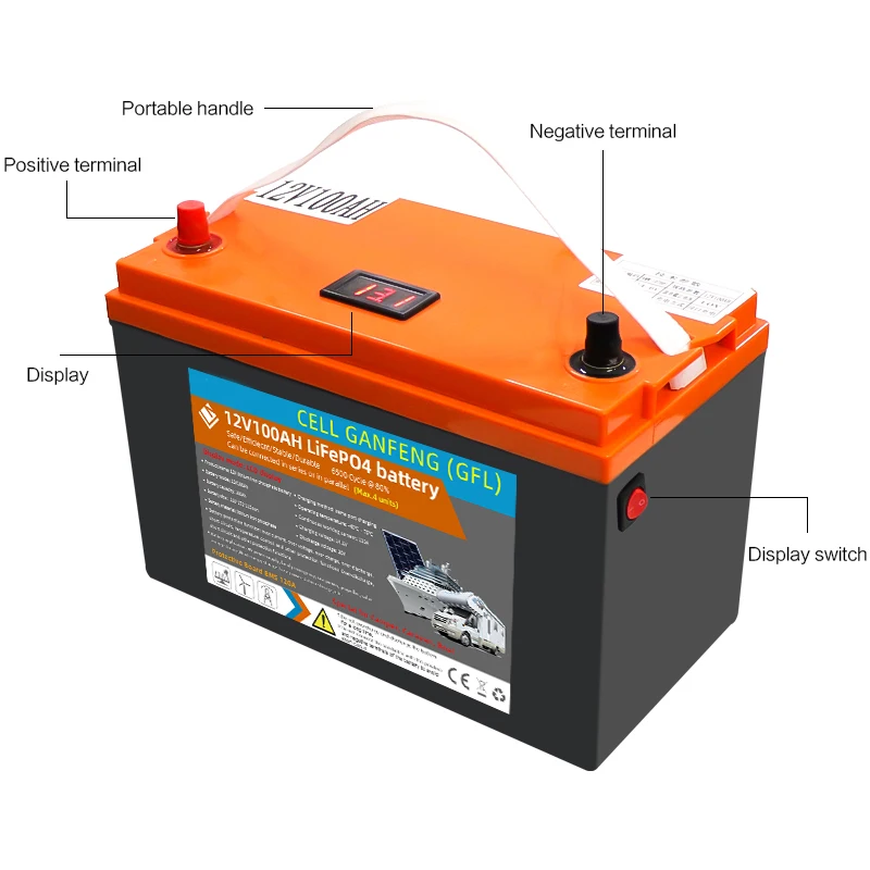 Oranje Suk12v100ah Elektrische Motorfiets Lifepo4 Boten 1280wh Elektrische Voertuigen