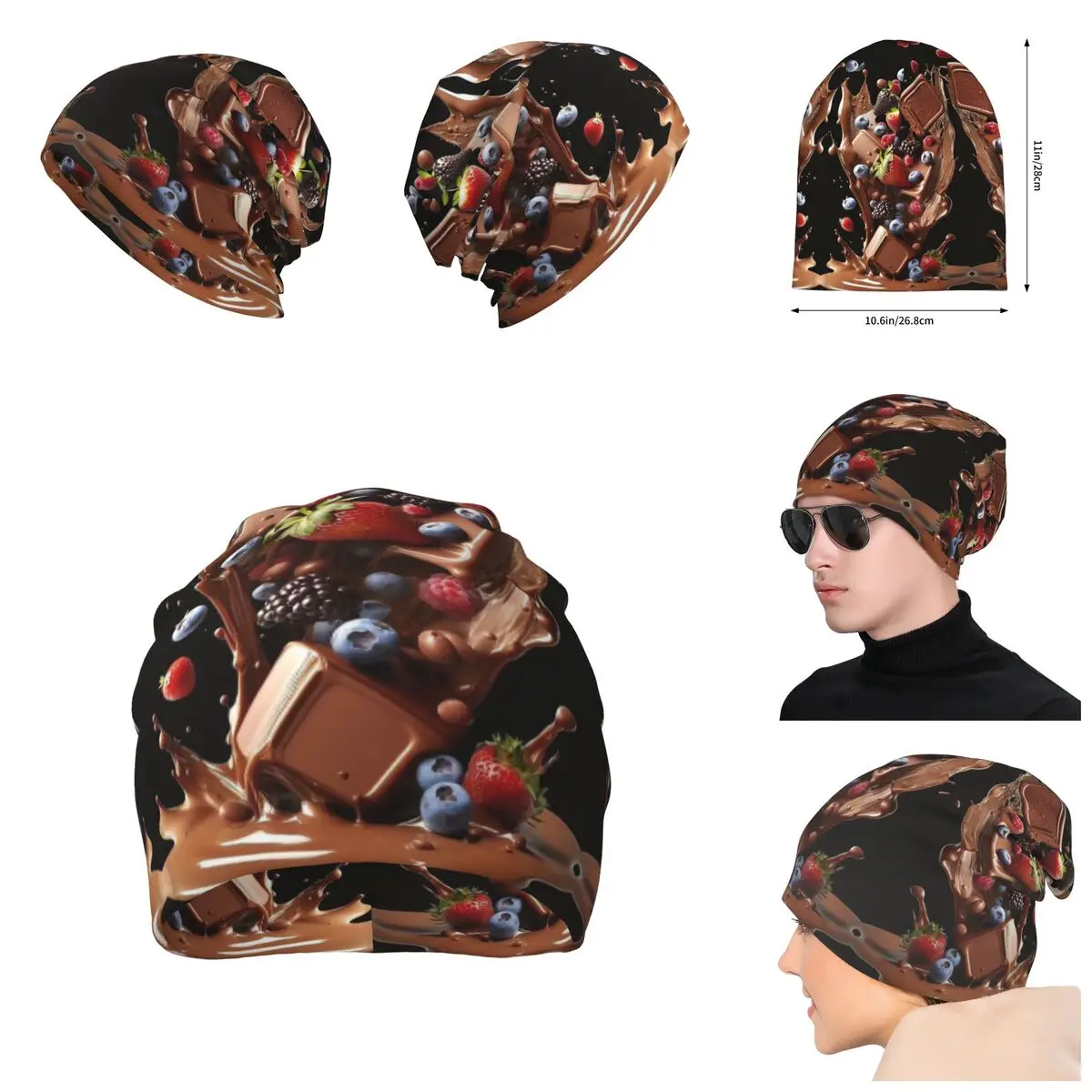 

Nutty Chocolate Ice Cream Waffle Unisex Knitted Hat 3D print Beanies Hat For Men And Women Outdoor Hat