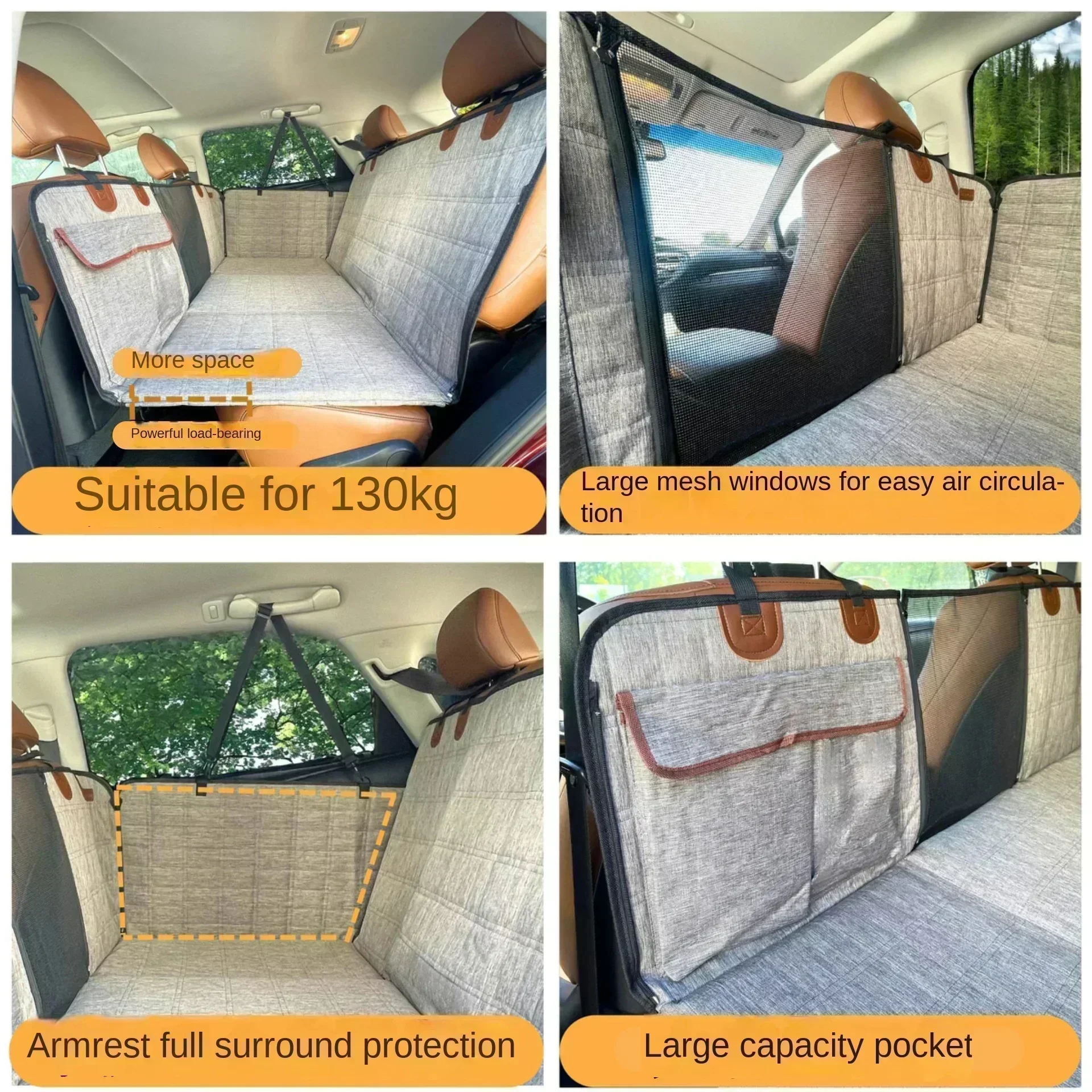 Car Back Seat Cover Large Dog Travel Protective Cover Bearing 130kg Durable Mat for Cars Truck SUV Waterproof Pet Protection Mat