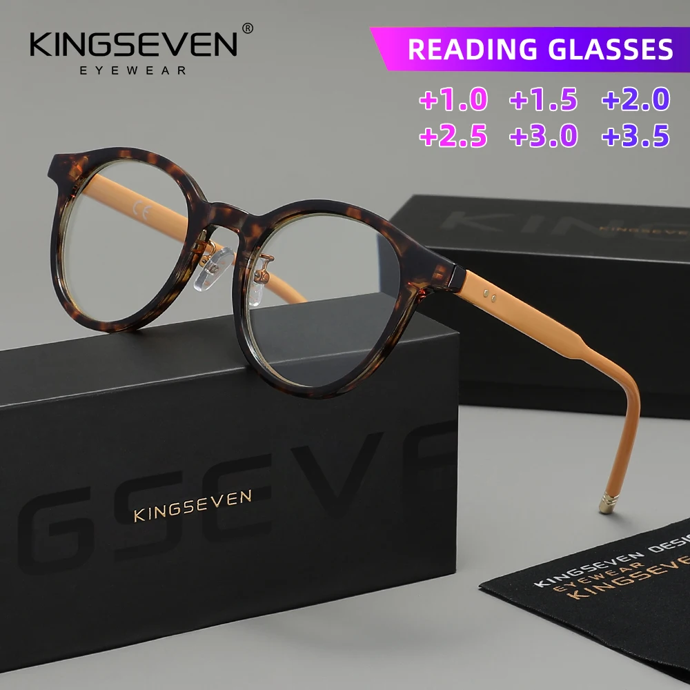 KINGSEVEN Lesebrille mit rundem Rahmen für Männer und Frauen, Blaulicht-blockierende Presbyopie-Brille +1,0 +1,5 +2,0 +2,5 +3,0 +3,5