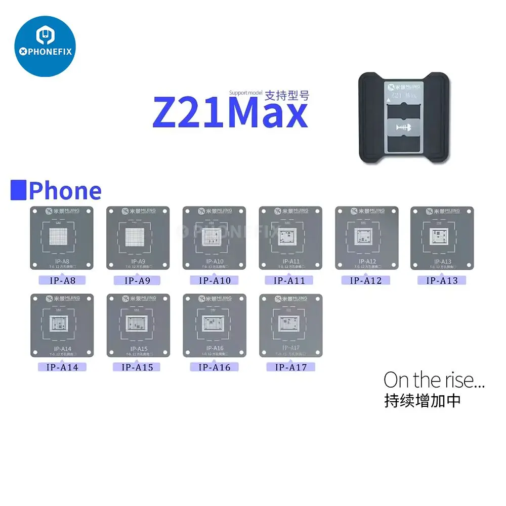 Mijing Z21 MAX CPU BGA Reballing Stencil Platform For iPhone A8-A17 Hisilicon Qualcomm Snapdragon IC Chip Planting Tin Template