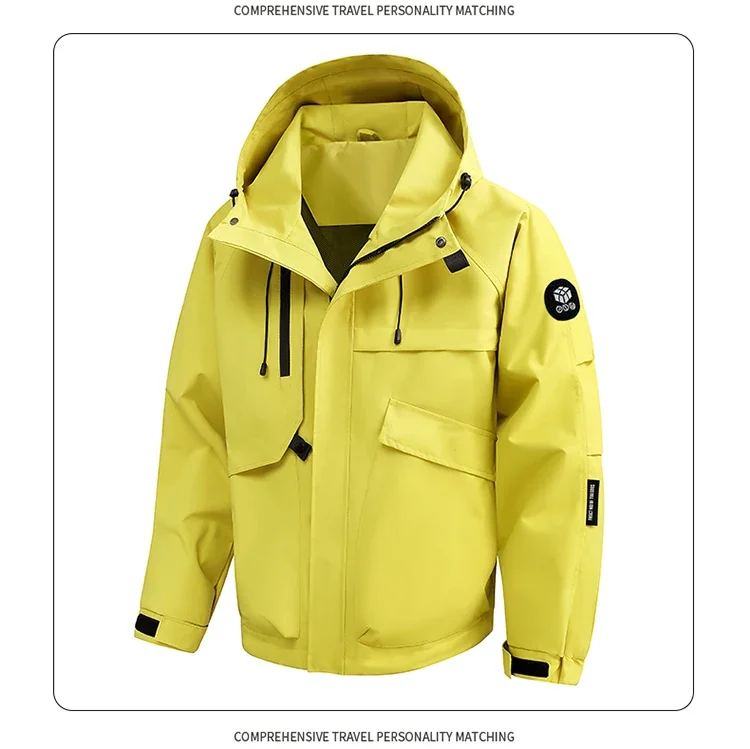 

Men's Single Outdoor Windbreaker Jacket Autumn Sports Coat Casual All-match Mountaineering Suit Hooded Waterproof Jackets Men