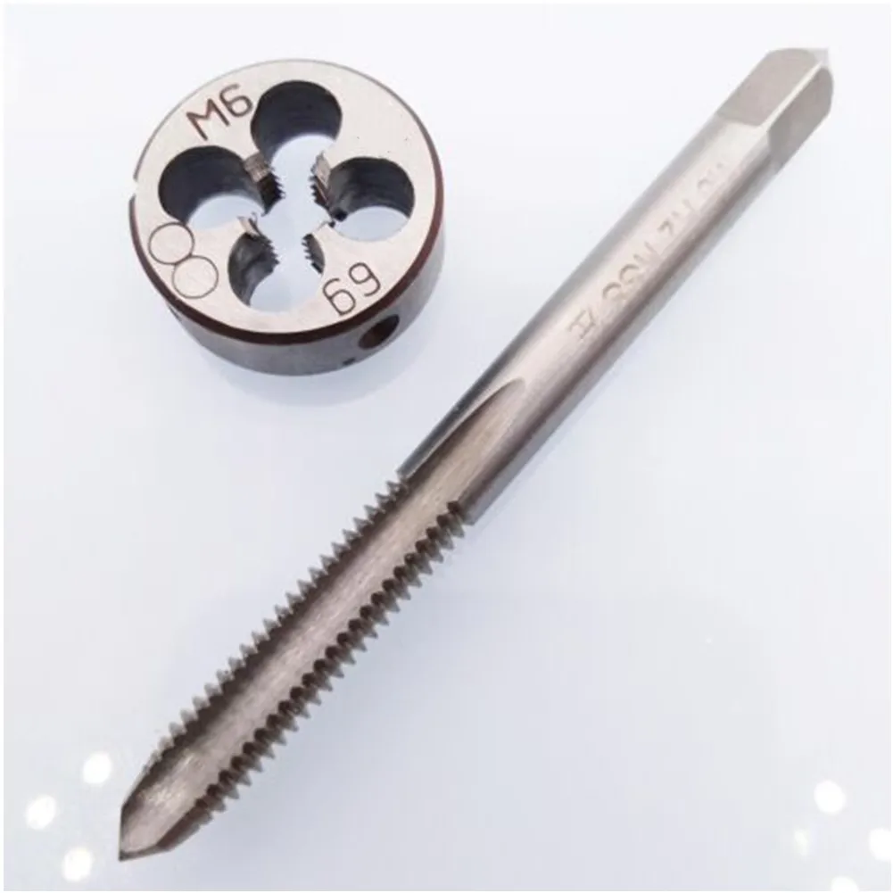 2PCS HSS M6x1mm Left Hand Tap And Die Set Metric Fine Screw Thread Tool For Unalloyed Low Alloy Steel Zinc Alloy Hand Tools