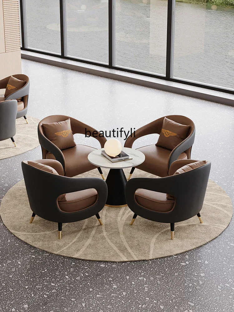 

Sales Office Sales Department Negotiation Small round Table Conference Table Reception Conference Table Chair Combination