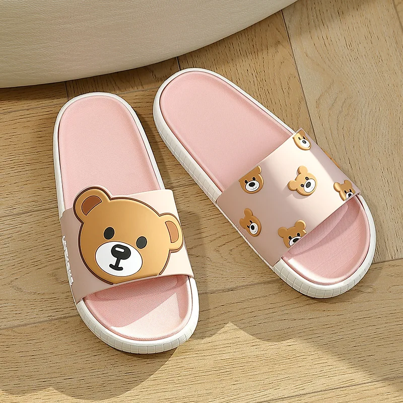 House Slippers Woman Summer Beach Bear cute Kawaii cartoon Lady\'s slippers Platform  Female House soft Thick bottom EVA 2024 new