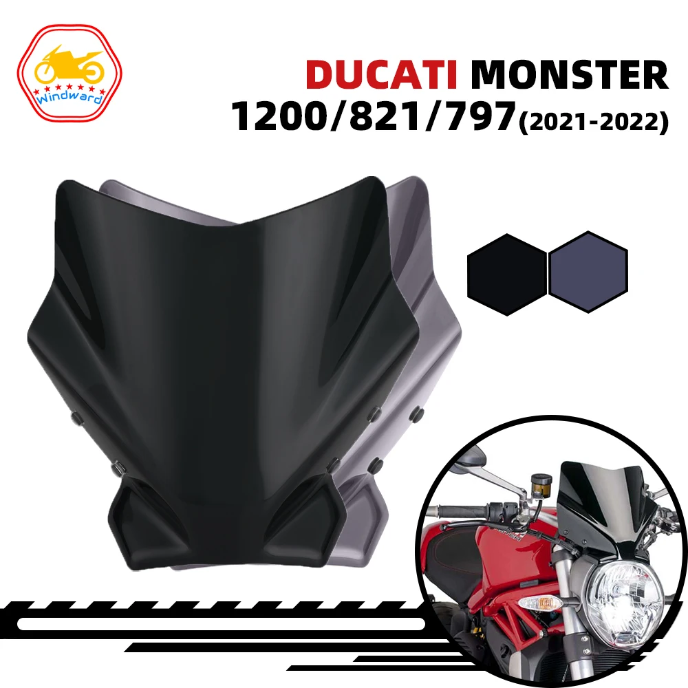 

Fits For DUCATI MONSTER 797 821 1200 1200S 1200R 2014 2015 2016 2017 2018 2019 2020 Motorcycle Visor Windshield Windscreen