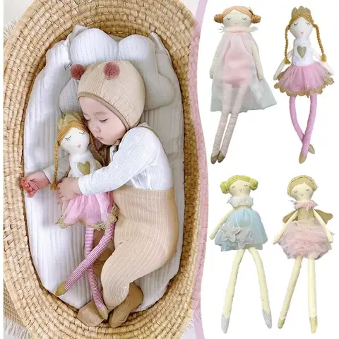 Bambola di pezza angelo morbida ed elegante bambola di peluche fata giocattolo per bambine carino vestito ballerina arredamento della camera regalo di compleanno della principessa