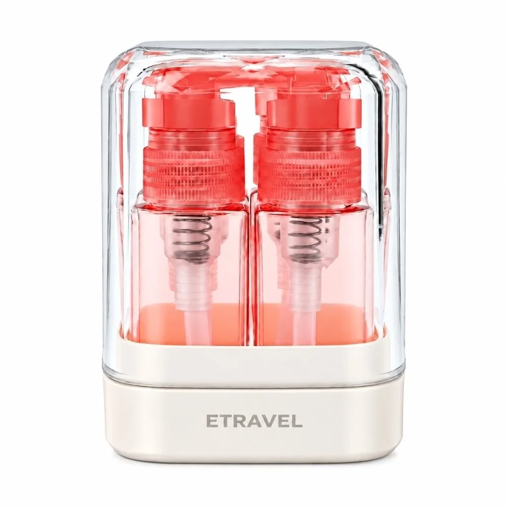 Compact 35ml Liquid Dispenser Leakproof Triple Design Pump Clear Cup 4 in 1 Bottle Refillable Toiletry Container Airplane Travel