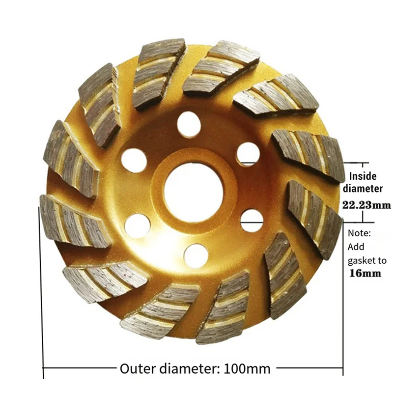 Diamond Angle Grinder Grinding Disc 100mm Cement Stone Concrete Bowl Grinding Disc Cutting Disc Tool Yellow