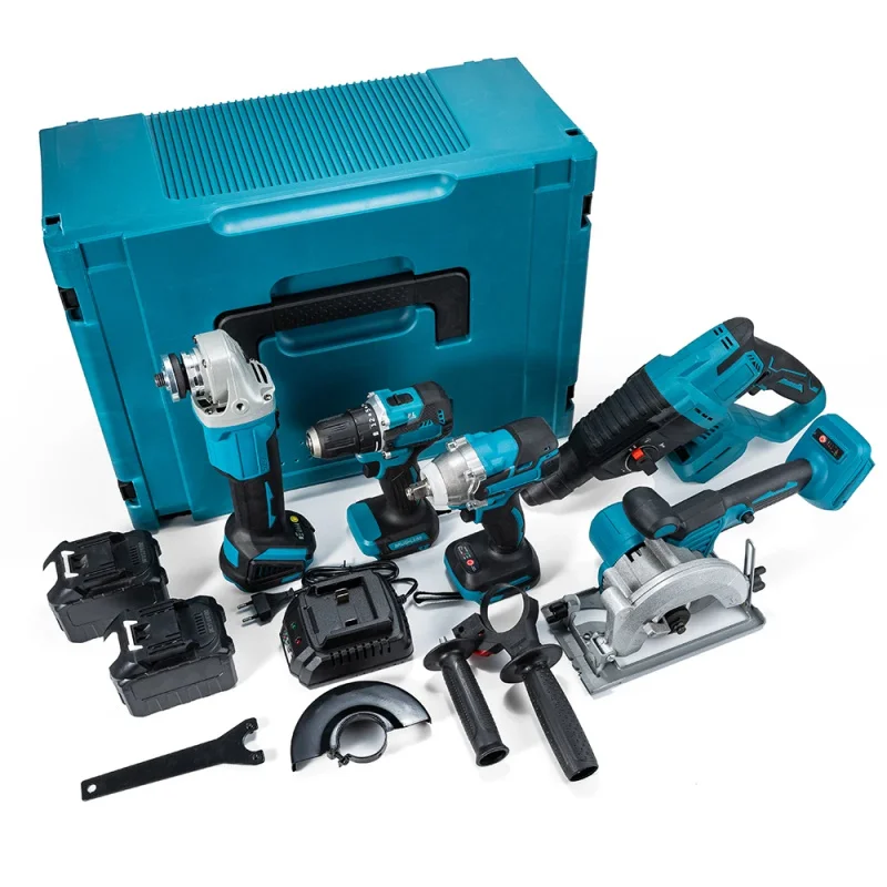 Ele-Ctric To-Ol Set Cordless Drill And Angle Grin-Der Screwdriver Plastic Hard Ca-Se 21V Lithium Ion Battery