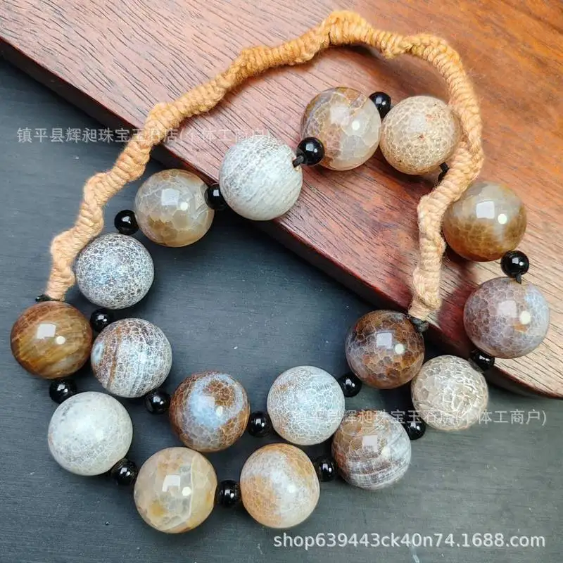 -Border Best-Selling Colorful Crack Pattern Old Agate , Loose , Buddhist Prayer Beads, Antique Collectibles,