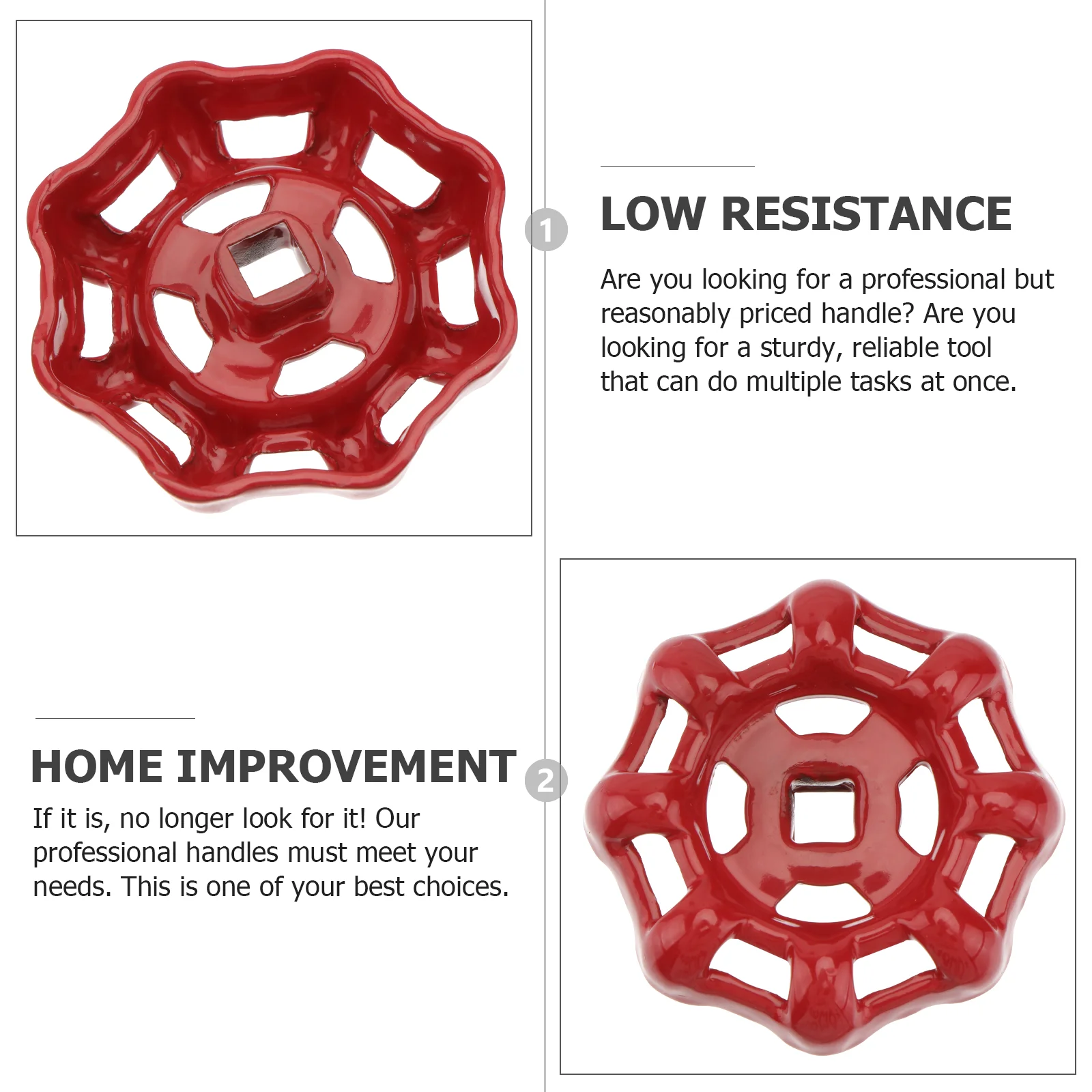 6pcs Red Handle Valve Gate Water Pipe Fitting Cast Iron Brass Fluid Resistance Sealing Easy Open Close Service