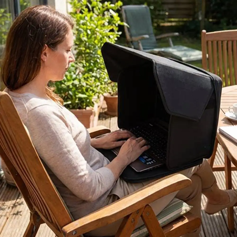 2IN1 Laptop Sun Shade Portable Computer Bag for Working Outside Sunlight Reduces Glare, Lightweight Foldable Easy Carry Outdoor