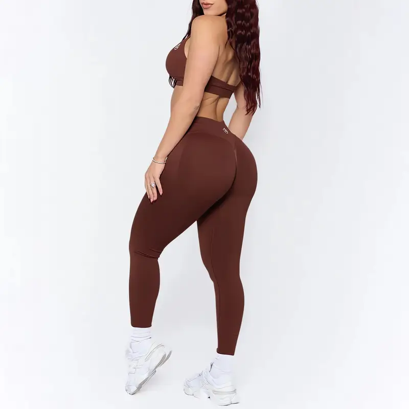 Bum Women Yoga Sets 2025 Shaping Scrunch Butt Leggings And Impact Sports Bra Women 2pcs Seamless Suits Gym Sexy Halter Bra Set - Image 3