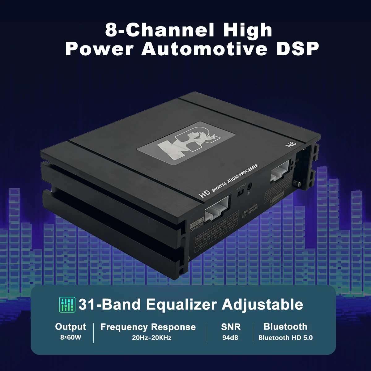 Zeming NK-N8 رائجة البيع مكبر للصوت 12 فولت Dsp السيارات Dsp سيارة مكبر للصوت الصوت Blueteeth Amp 8 قناة