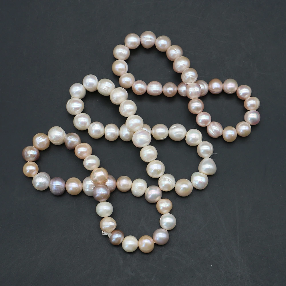 

Fashion Irregular Round Natural Threaded Pearl Beaded Bracelet 8-9mm Colorful Baroque Pearl Straight Hole Jewelry Accessory