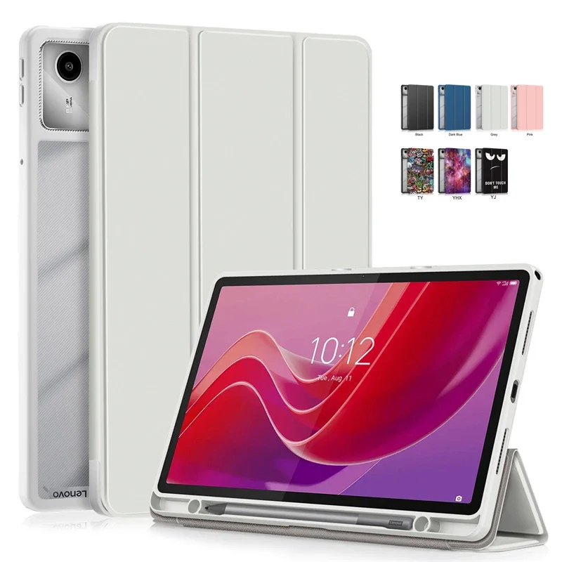 For Lenovo Tab M11 Case with Pen Holder Trifold Acrylic Hard Back Magnetic Smart Cover for Xiaoxin Pad 2024 Case Tb330fu Tb330xu