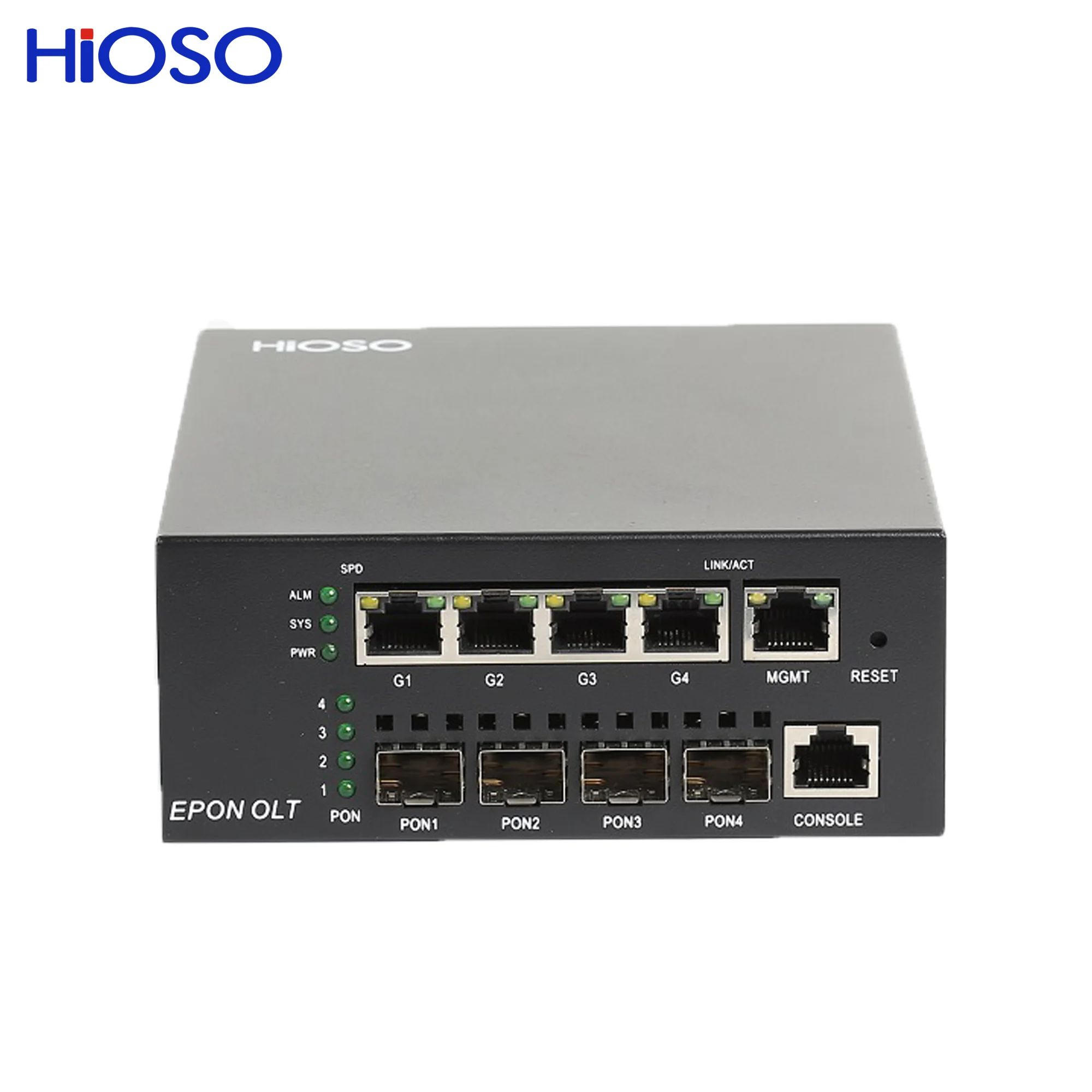 HIOSO MINI 4PON EPON OLT without pon modules DC12V compatible HUAWEI ZTE ONU