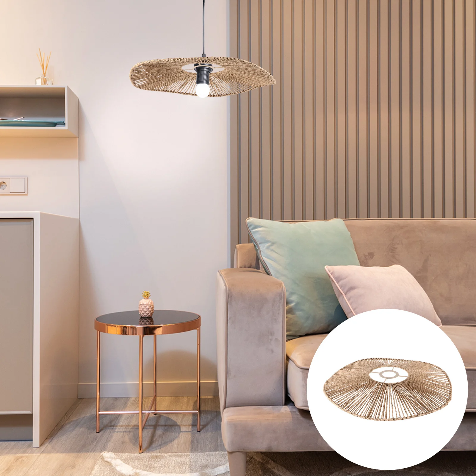 

Decorative Retro Lampshade Ceiling Hanging Light Cover Paper Rope Woven Lamp Shade Vintage Home Light Protector