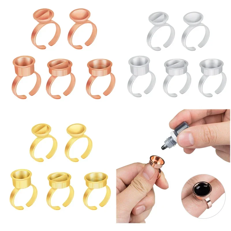 1pc/5pc New Metal Tattoo Ink Ring Cups Eyelash Extension Glue Holder Container Ink Bowl Permanent Microblading Tool