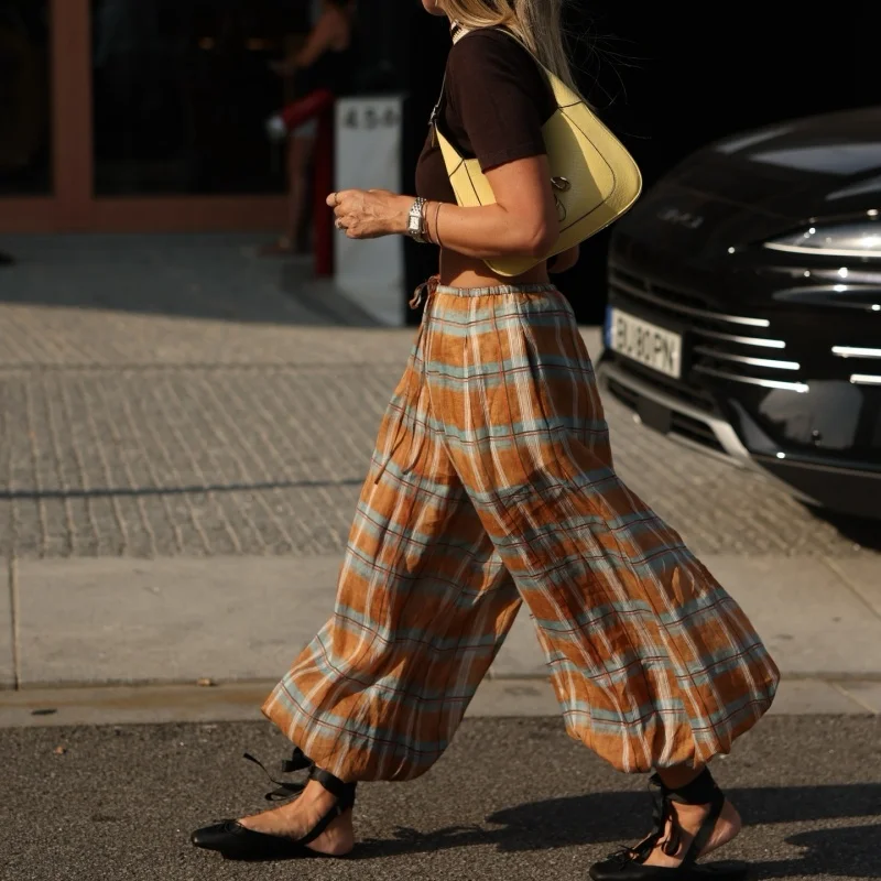 المرأة السراويل الفضفاضة بالون فقاعة مطوي المتضخم البنطلونات واسعة الساق فانوس الحريم البنطلون السراويل