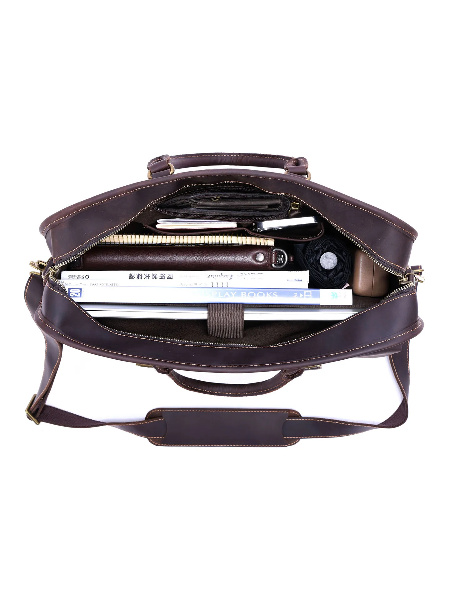 Business vintage first layer cowhide men large briefcase casual designer handmade genuine leather computer handbag messenger bag