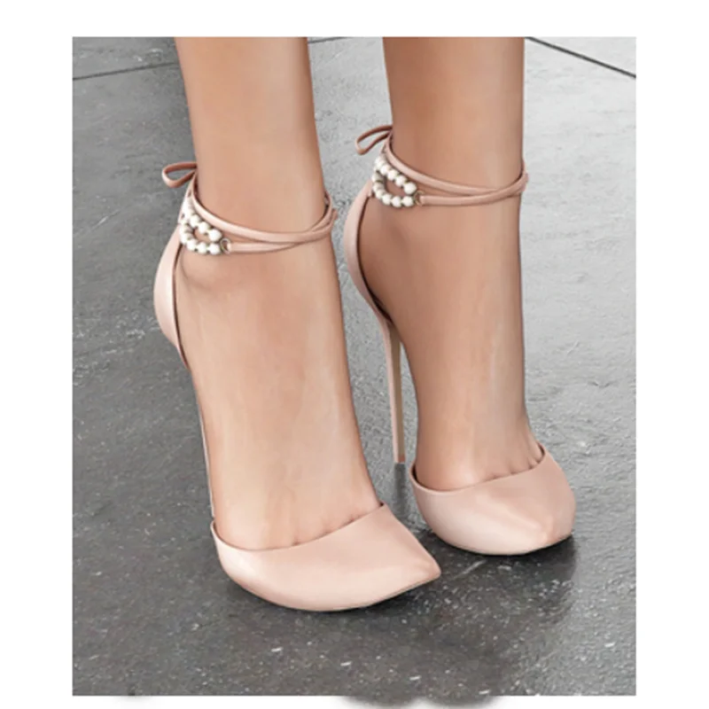 

Однотонные туфли-лодочки со шнуровкой и кристаллами, пикантные модные летние повседневные женские туфли большого размера с острым носком на тонком высоком каблуке, Zapatillas Mujer