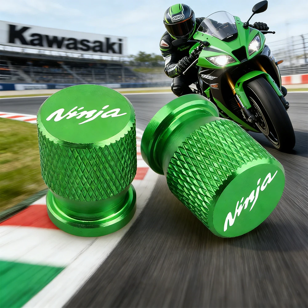 1 par de tapas de válvula de neumático de aluminio CNC para motocicleta Kawasaki Ninja 250 300 400 500 650 1000 1100 SX
