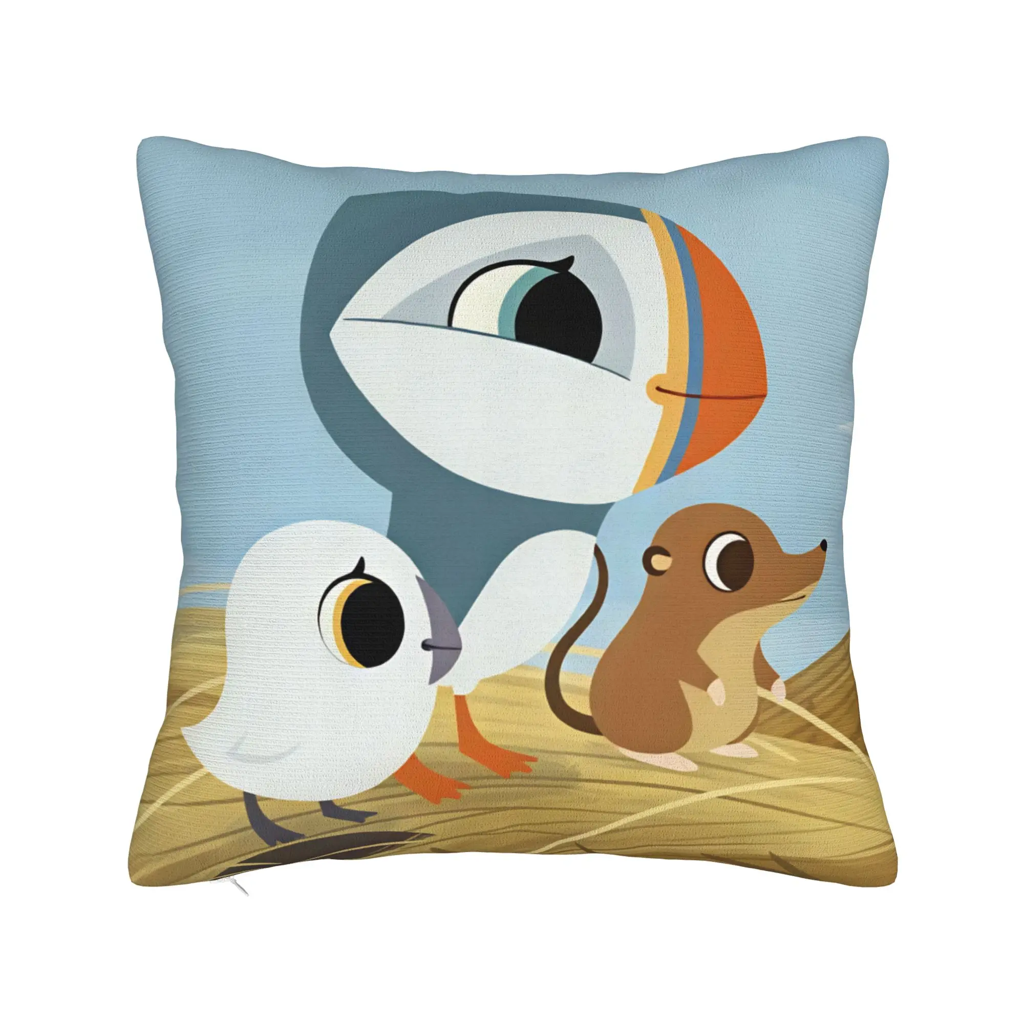 Pillow Cover Puffin Rock And New Friends  Retro Trendy Pillow Case For Chair Sofa Home Decor Pillowcases