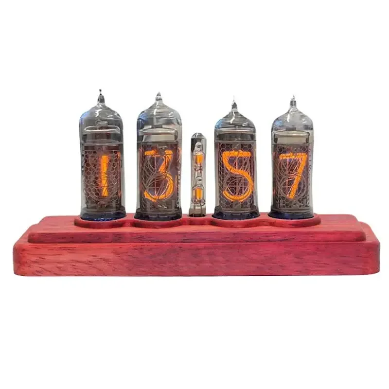 4-Digit Nixie Tube Clock Kit | Red Pear Wood Case, Not Including IN-14 Tubes