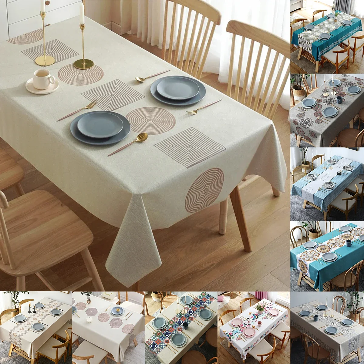 

1 Piece Geometric Pattern Tablecloth Thickened Rectangular Home Party Dining Room Furnishings for Home Desktop Decoration 식탁보