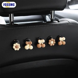 3pcs Multi-styles Cute Flower Decor Mini Hooks Car Dashboard Creative Cartoon Paste Small Hook Flor Flower Decor Auto Accessorie