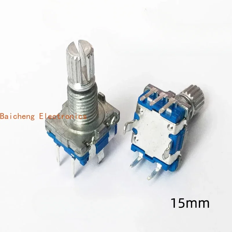 10PCS EC11 Encoder Car mounted 20 bit Pulse Potentiometer Volume Rotation Belt Press Down Switch Handle Length 15mm